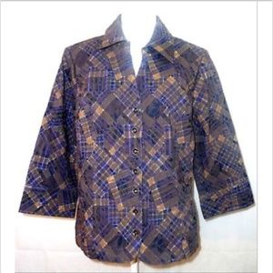 Christopher & Banks Women's Large Blue Brown Top